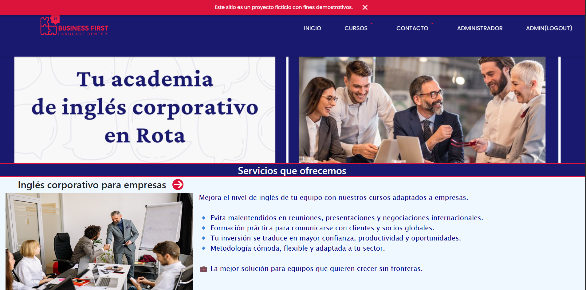 Screenshot of the academy's original PHP admin panel